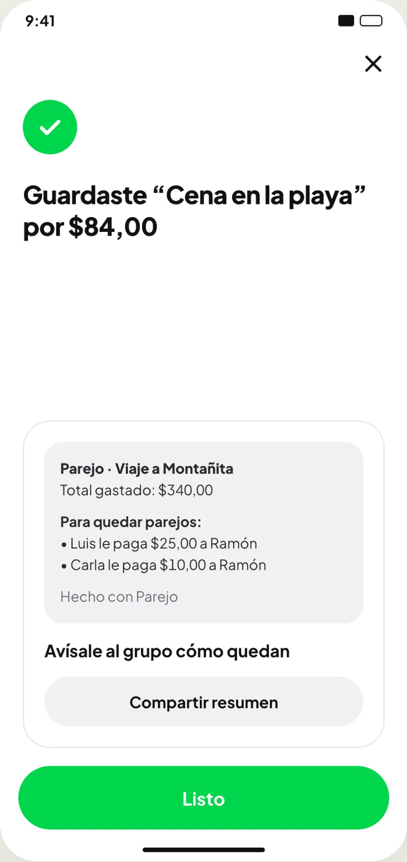 Parejo, screen 4